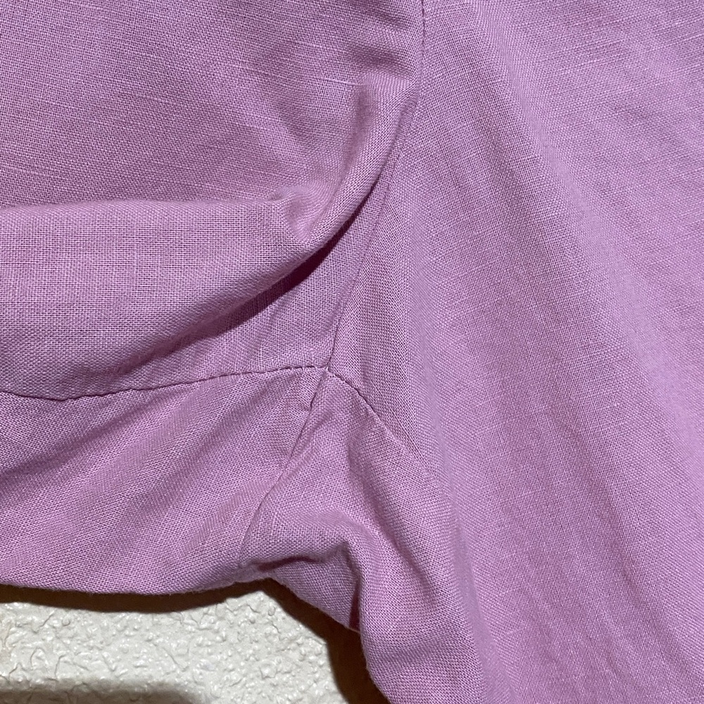 Liz Claiborne Cropped Pants XXL Pink Wide Leg Relaxed 4-Pockets Linen Cotton - Picture 6 of 13